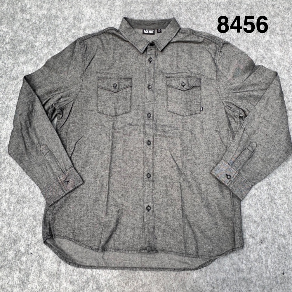 Vans Button Down Shirt Mens XXL Grey Excellent Long Sleeve Cotton Workwear 8456